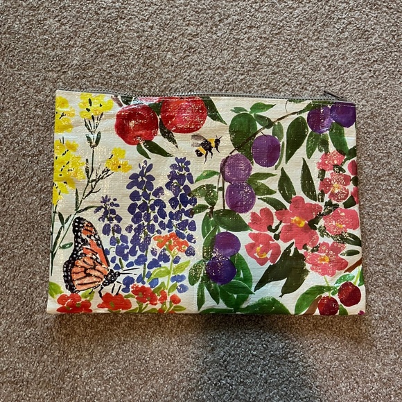 Set of 3 Blue Q Zippered Recycled Material Floral Zip Pouches - Picture 2 of 8